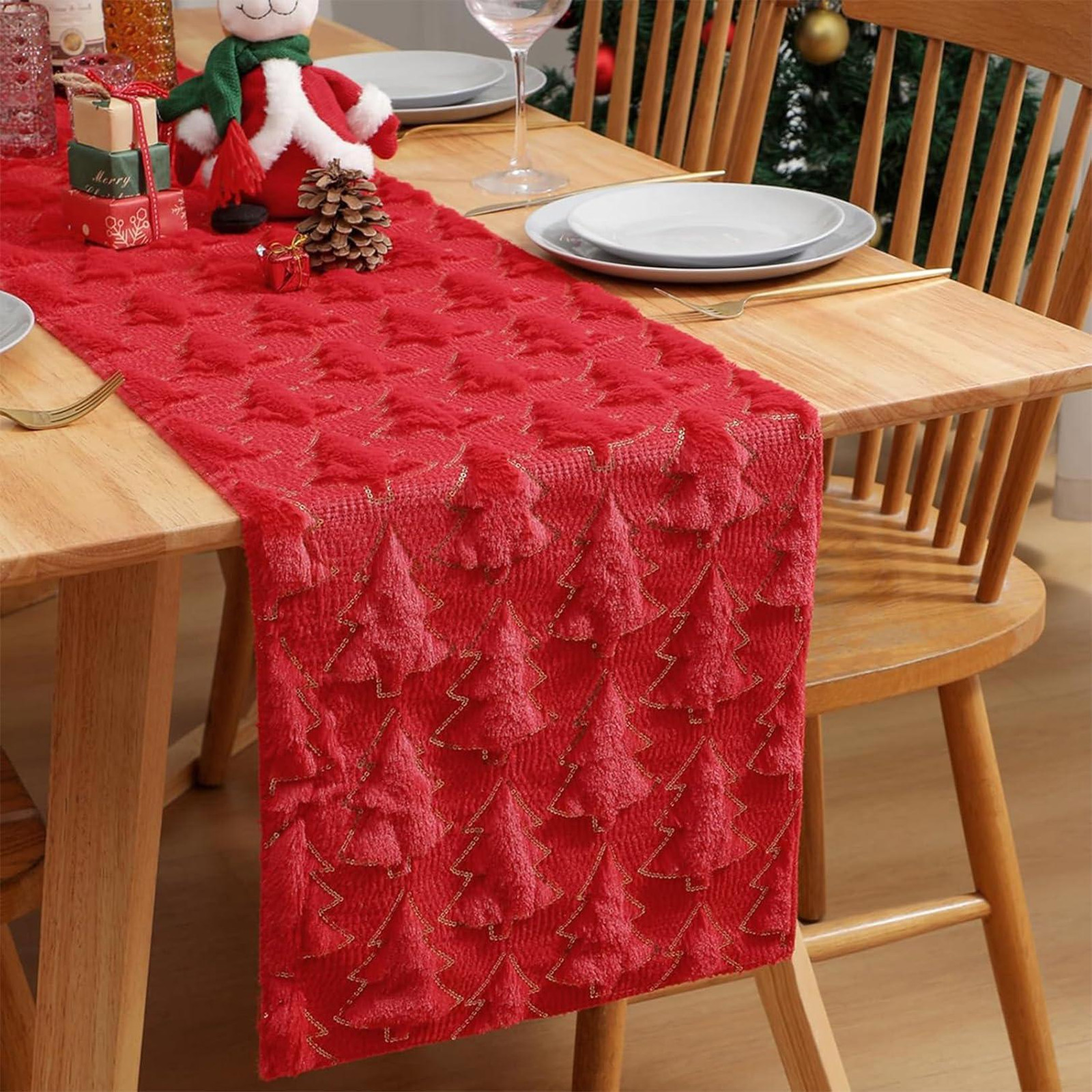 Dripio Kersttafelkleed, Rood, Modern, 1 stuk
