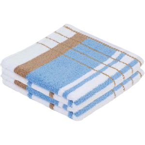 Gözze Handtuch Strandtuch Berlin Streifen, beige-blau,50x100cm, mit Bordüre, aus 100% Baumwolle, 470 g/m²