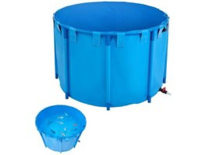 VEVOR Fischteich aus PVC, Fischtank mit 1700 L Fassungsvermögen, faltbares Koi-Aquarium, rundes Fischbecken mit stabilem Rahmen & Ablassventil, für Zucht von Koi, Goldfisch (blau)