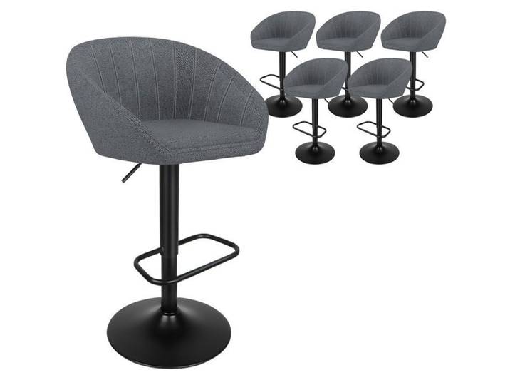 Lot de 6 Tabouret Bar - Tabouret Cuisine Pivotante - Tissu - Hauteur réglable - Chaise de bar - Gris foncé