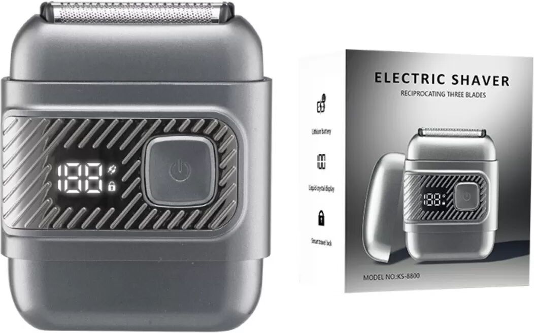 INF Rasoir électrique à 3 lames à mouvement alternatif – Lames en acier inoxydable, Rechargeable Type-C, Humide et Sec, Argent