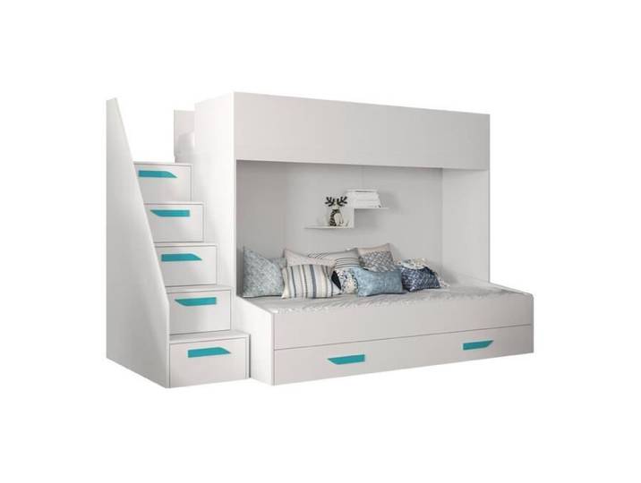 Lit superposés pour chambre enfant - Lit superposé Hartford 356 477466 - Blanc - 247x95x167cm