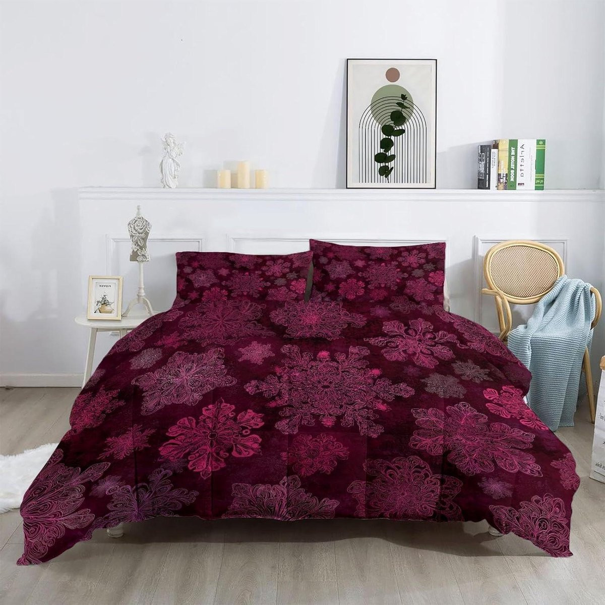 Bordeauxrode omkeerbare dekbedset van microfibre, 200 x 200 cm