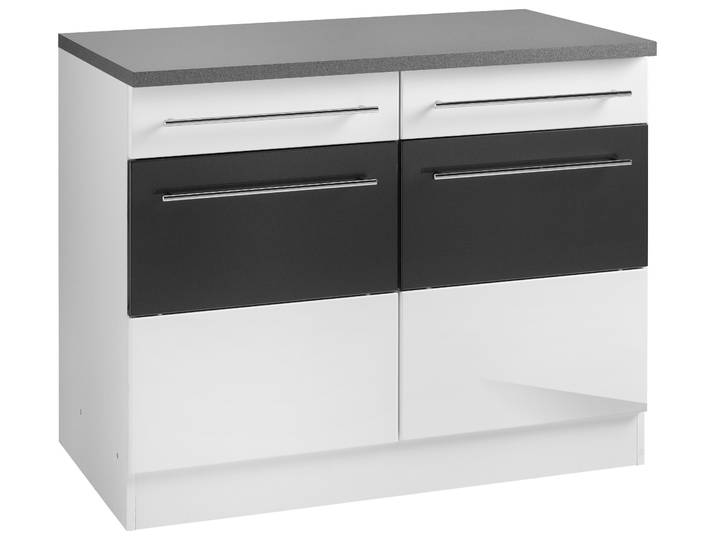 Unterschrank KOCHSTATION KS-Trient , grau (weiß, anthrazit hochglanz), B:100cm H:85cm T:60cm, Schränke, Unterschrank, 100 cm breit