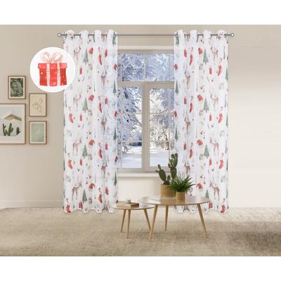 Gardine OTTO HOME "Olwyn, 1 Stück, Ösen, transparent, weihnachtliches Motiv" Gr. 3, bunt (multi), B:140cm H:225cm, Polyester, Polyester, Gardinen, Gardine, weihnachtlich