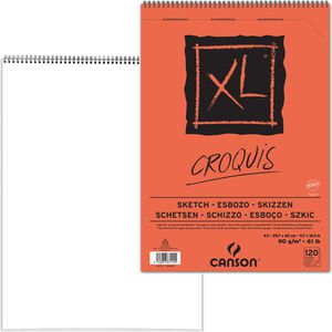 Canson Skizzenblock XL Croquis 787115, A3, 90g/qm, elfenbeinweiß, mit Spiralbindung 120 Blatt