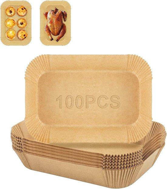 Verpakking met 100 vellen bruin bakpapier voor airfryer, oven en barbecue