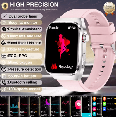 Inspire Picks VitaSense Pro AI Health Smartwatch ECG PPG Blood Pressure & Uric Acid Monitor pink