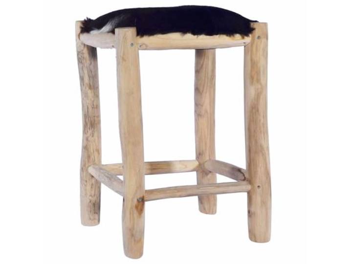 NLQMSU Barhocker aus echtem Ziegenleder und massivem Teakholz 100% echtes Leder, massives Teakholz, rustikaler Stil, Kapazität 110 kg, Einzelstück, zufällige Lieferung