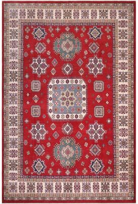 Treasured Knots Tribal Kazak Juan Red/Natural Wool Rug - 8'0'' x 9'10''