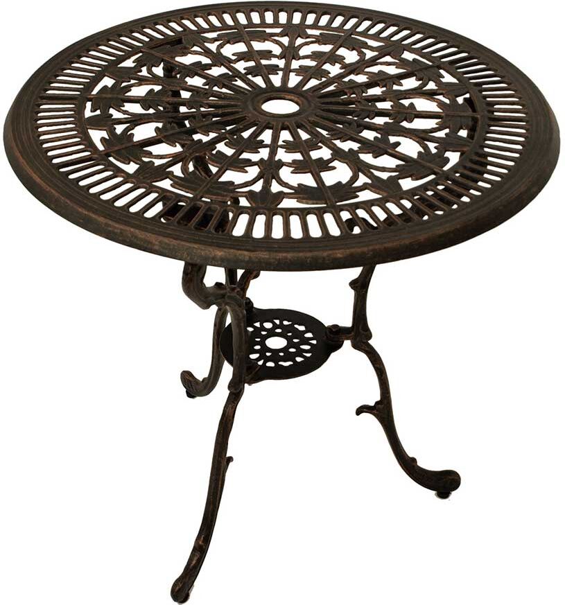 Pharao24.de Runder Gartentisch in Bronzefarben Aluminium