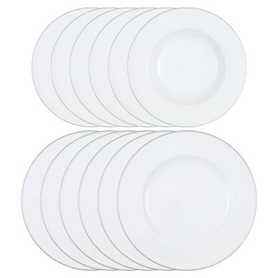 Geschirr-Set VILLEROY & BOCH "Tafelservice Anmut Platinum No.1 12er Set weiß", weiß, 12, Porzellan, Geschirr-Sets, Geschirr-Set, Spülmaschinengeeignet