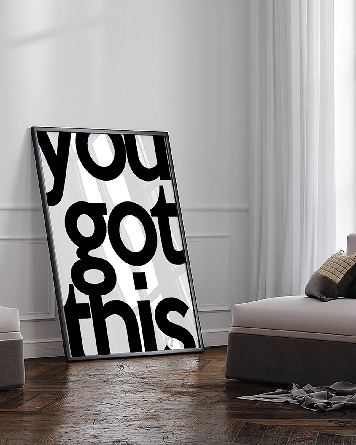 home24 You Got This Lijst, Beukenhout en Acrylglas, Multicolour, 73 x 93 cm