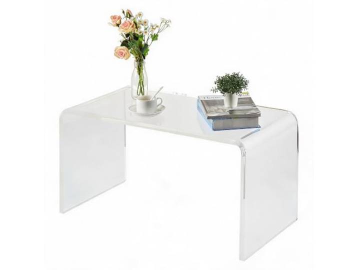 IDEALHOUSE Transparenter Acryl-Couchtisch – Moderner runder Wohnzimmertisch aus bruchsicherem Kunststoff, 81x40x41 cm – Modell YKB003U Square, Farbe: transparent