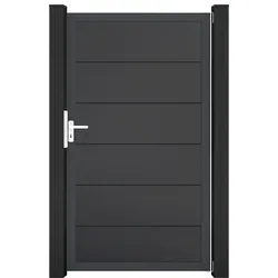 GroJa BasicLine Steckzaun Tor 100x180cm, Universal-DIN Alu-Rahmen DB 703 Grey Ash Cut