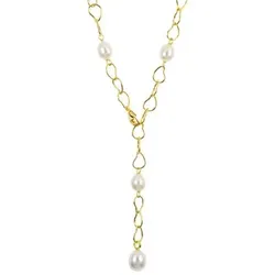 PERLEA Collier Süßwasserzucht- perlen 8-10mm Silber vergoldet