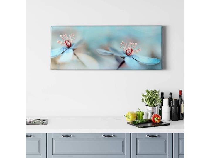 Leinwandbild Delicate Flower Polyester PVC / Fichtenholz Blau 100 x 40cm