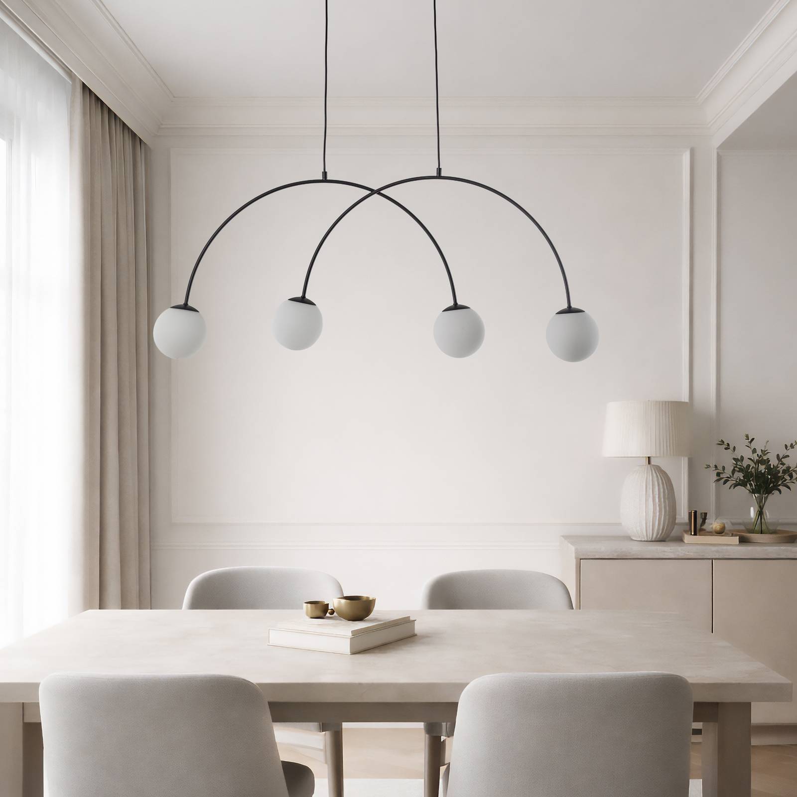 Glas Hängelampe Nova Domiluce, dimmbar, schwarz, für Wohn- / Esszimmer, Metall, Modern, Pendelleuchte