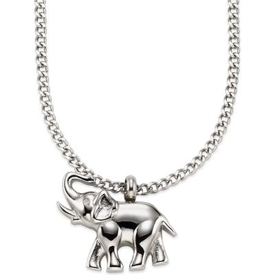 Kette mit Anhänger FIRETTI "Edelstahlkette mit Elefanten-Optik-Anhänger", silber (edelstahlfarben), Halsketten, Damen, Edelstahl, L: 60 B: 2mm, B:2mm