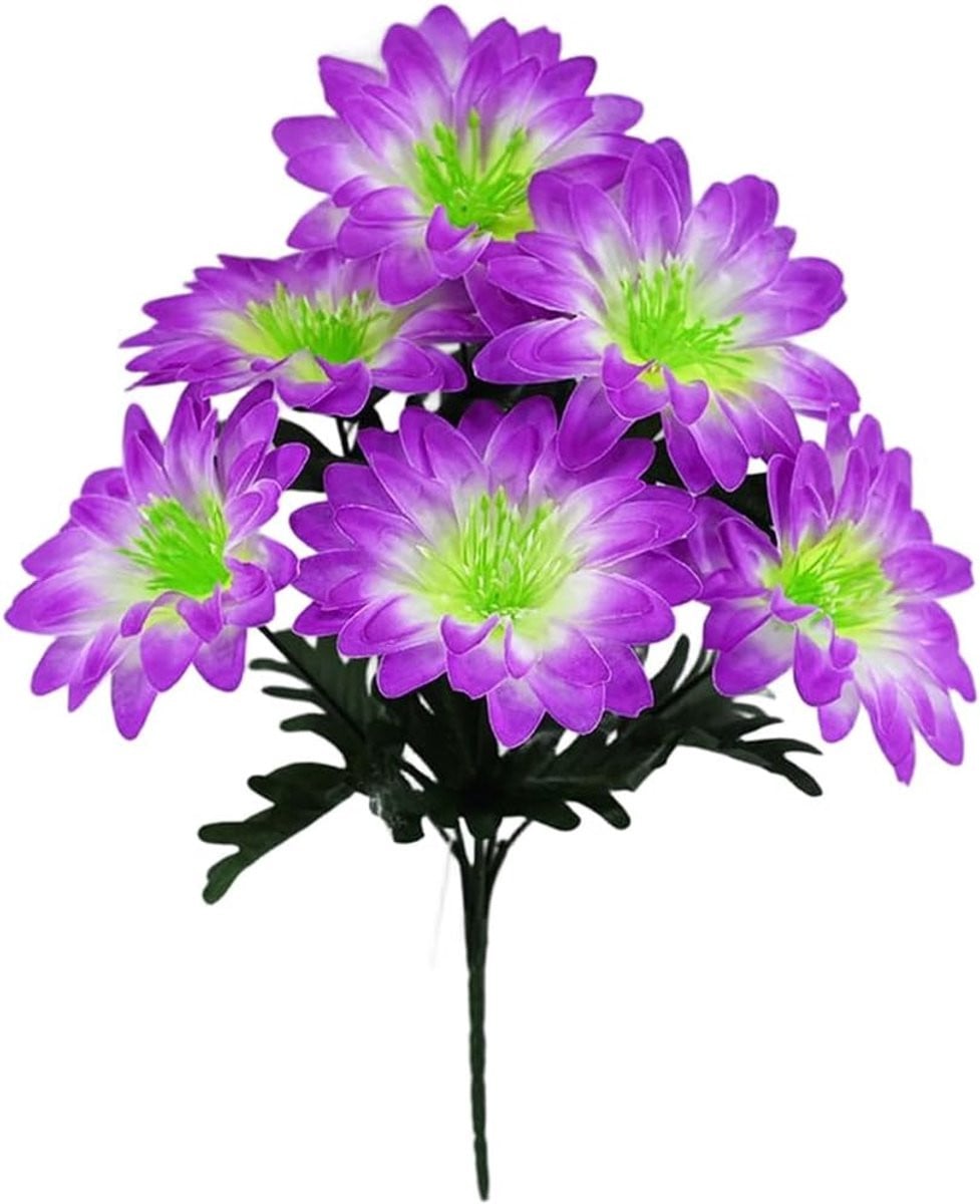 Kunstbloemen Boeket met 6 Paarse Zijden Bloemen voor Woonkamer Decoratie