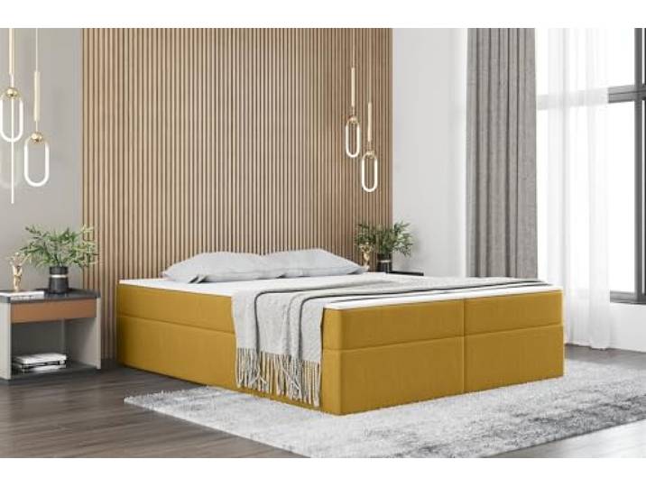Fun Möbel Boxspringbett Dachschräge Bett PRIMA Stoff Soro in Überlänge (Gelb, 180x220 cm)