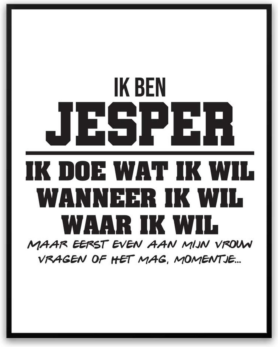 Jesper Partner toestemming vragen Fotolijst met glas 40 x 50 cm - Man Vrouw - Grappige poster voor verjaardag