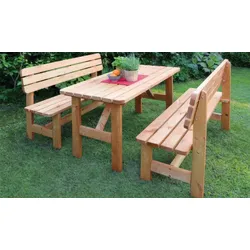 Holz Gartengarnitur Damp – Gartenmöbel Set aus Kiefer, Honigbraun / Anthrazit – rustikale Sitzgruppe für 6 Personen – Terrassen Möbel Set