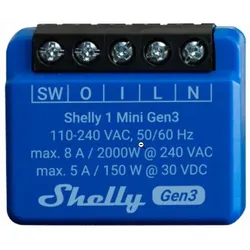 Shelly 1 Mini Gen3 Unterputz Relais max 8A 1 Kanal WLAN BT