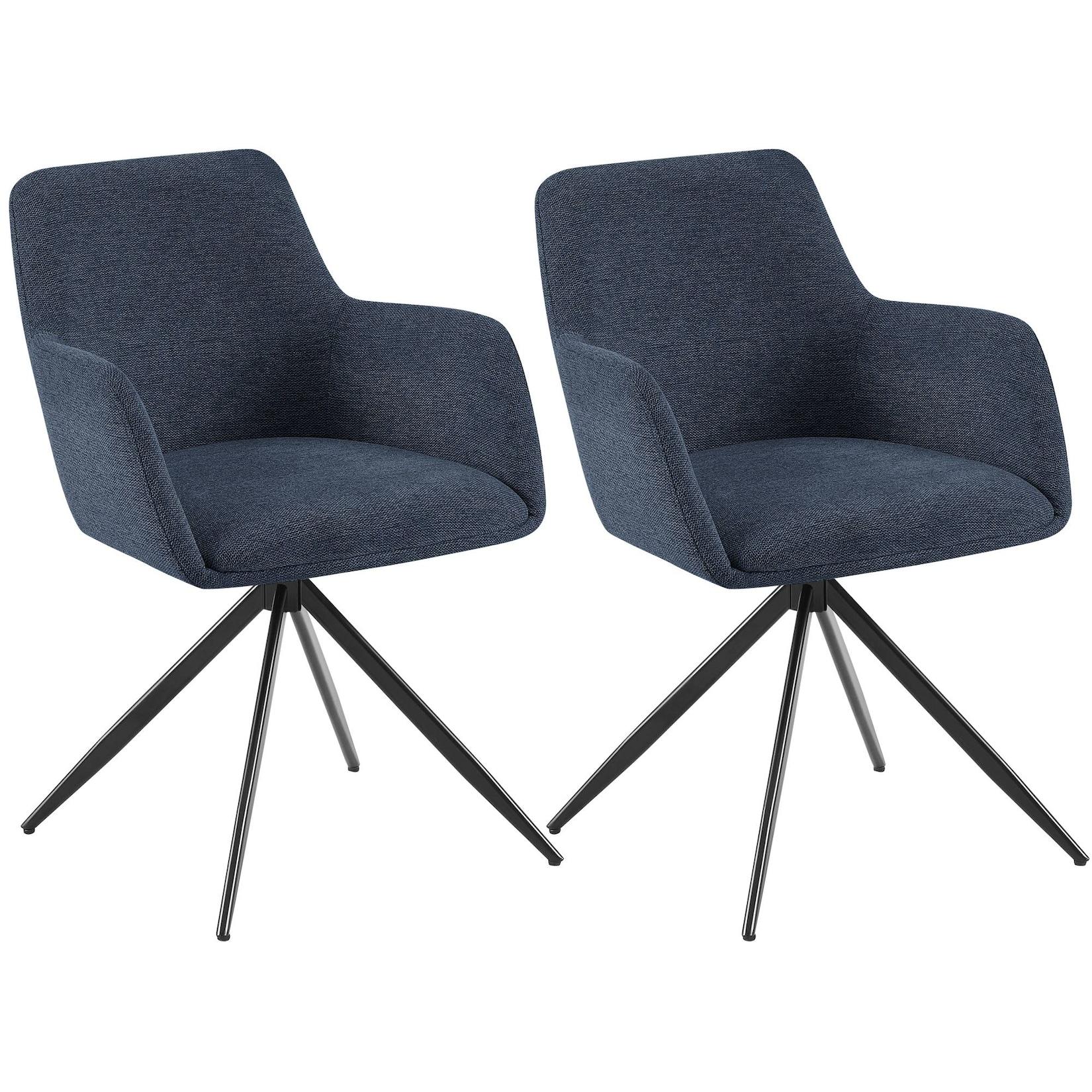 CLP 2er Set Esszimmerstuhl Olema Stoff - Farbe: blau