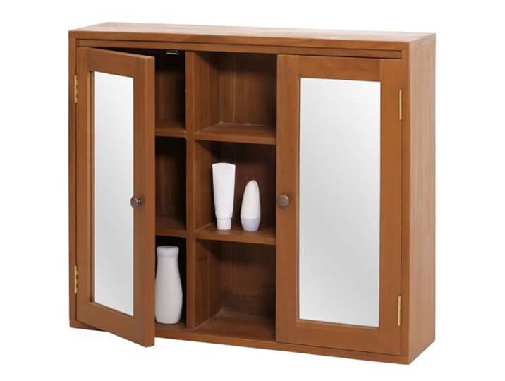 Mendler Teak-Spiegelschrank HWC-M85 70x80x20cm Badspiegelschrank, hochwertiges B-Grade-Teak, (Kernholz, 20-30 Jahre)