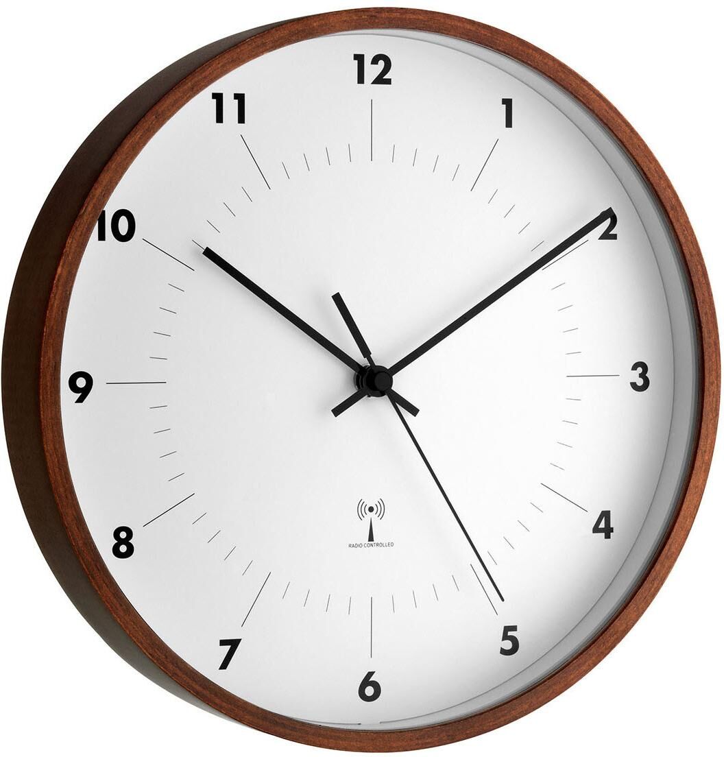 Funkwanduhr TFA DOSTMANN, braun, Wanduhren, Ø 25,5cm, Funkwanduhr, T:4,6cm braun Ø 25,5cm