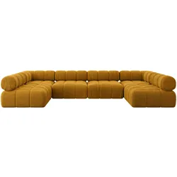 WOHNLANDSCHAFT modulares Sofa Garvo-U2 - 380x190x70 cm Senfgelb Cord