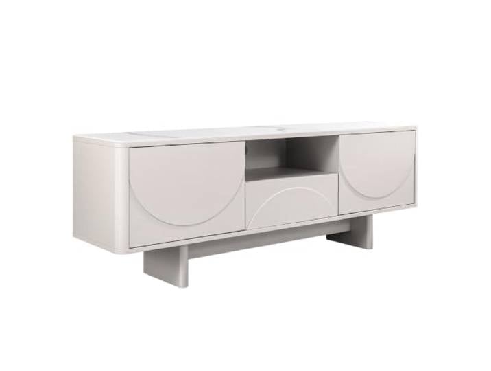 Riess Ambiente TV-Board Savoy - 150cm - weiß - Keramik mit Schublade Kabelöffnung, Schubladen, pflegeleichte Oberfläche, edle Optik, lackierte Oberfläche, Marmor-Details