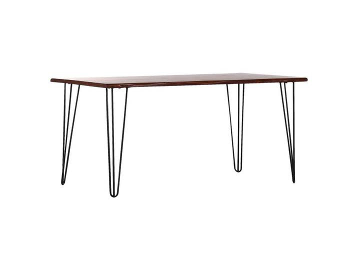 Milino Esstisch, Braun, Schwarz, Holz, Metall, Akazie, massiv, rechteckig, Haarnadel, 90x76x160 cm, Esszimmer, Tische, Esstische