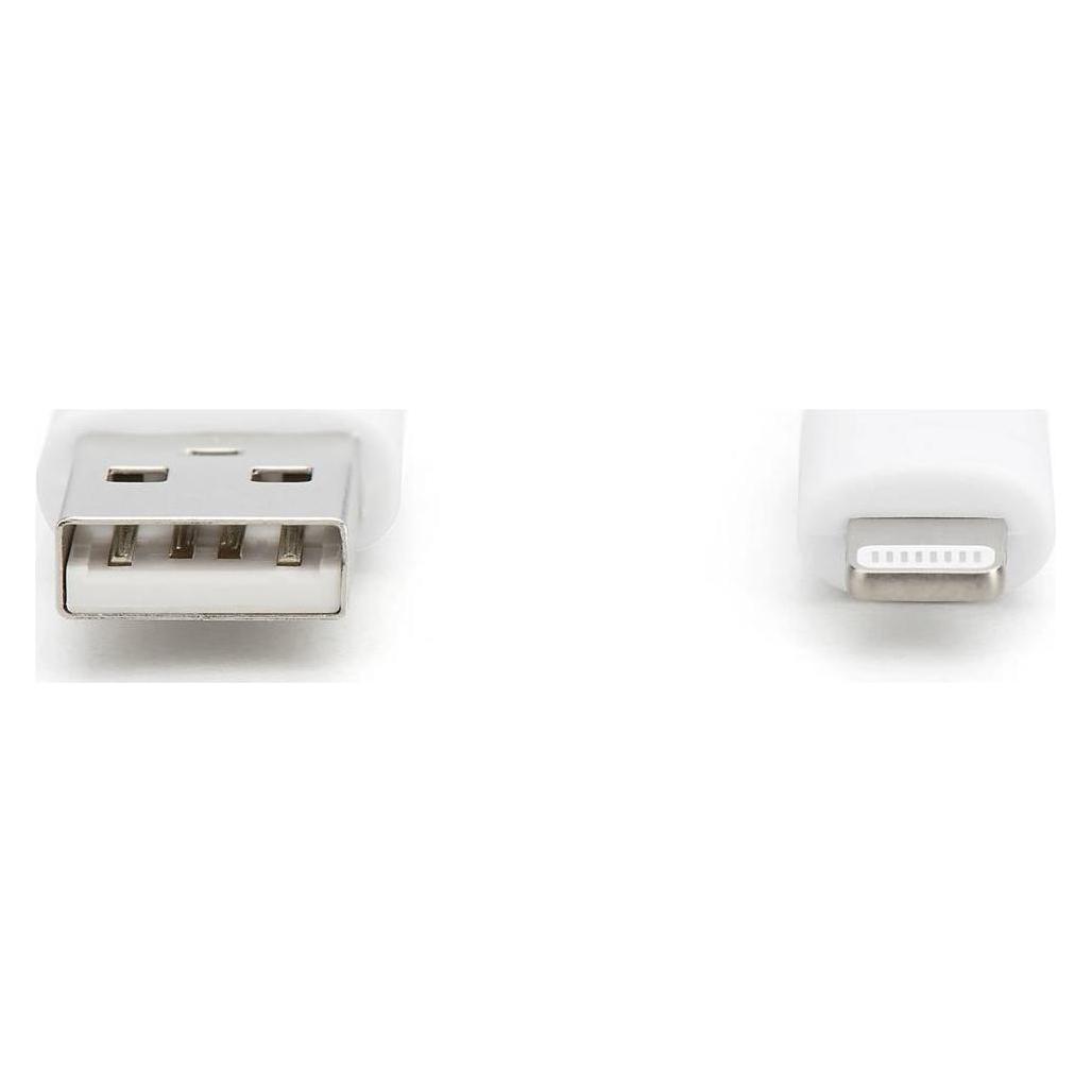 Digitus Lightning Silikon Anschlusskabel, USB-A - Lightning 2m, weiss (2 m, USB 2.0, 12 W) (AK-600108-020-W)