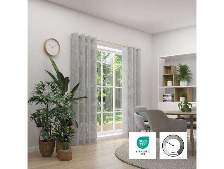 Vorhang NEUTEX FOR YOU RAYA , grau, B:142cm H:245cm, Polyester, Gardinen, Vorhang, Grafische Linienstruktur