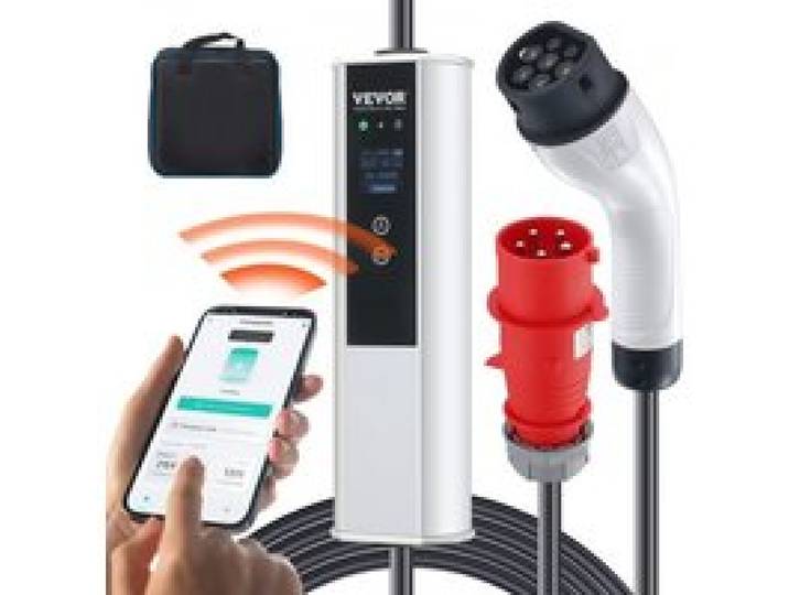 VEVOR Typ2 EV Ladekabel für Elektrofahrzeug 32A Ladegerät mit CEE 32 Stecker Wallbox 7,36kW(einphasig)/22kW(dreiphasig) 7,5m Ladekabel EV Ladestation 4 Stufen der Stromanpassung(16A/20A/24A/32A)