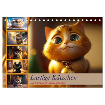 Lustige Kätzchen (Tischkalender 2026 DIN A5 quer), CALVENDO Monatskalender