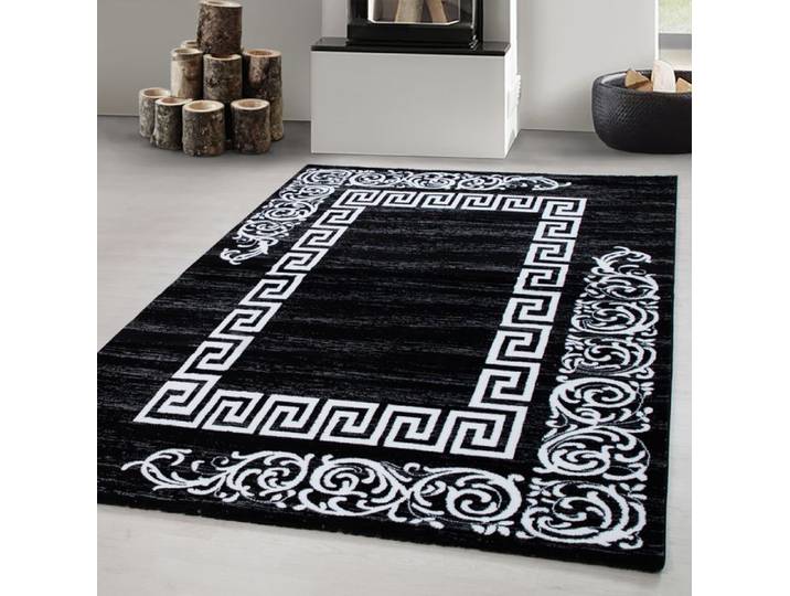 Carpetsale24 Tapis de Salon Design Méandres Noir 160x230 cm Moderne Tapis Moelleux