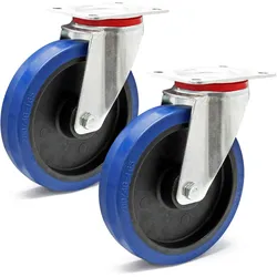Wiltec, Möbelrollen, Lenkrollen Set 2x Transportrolle o. Bremse 200mm Möbelrolle 350kg