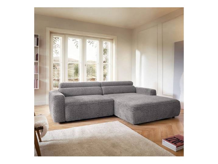 Selsey Ecksofa FANDO, Elektrische Sitztiefenverstellung, Ottomane rechts, Chenille
