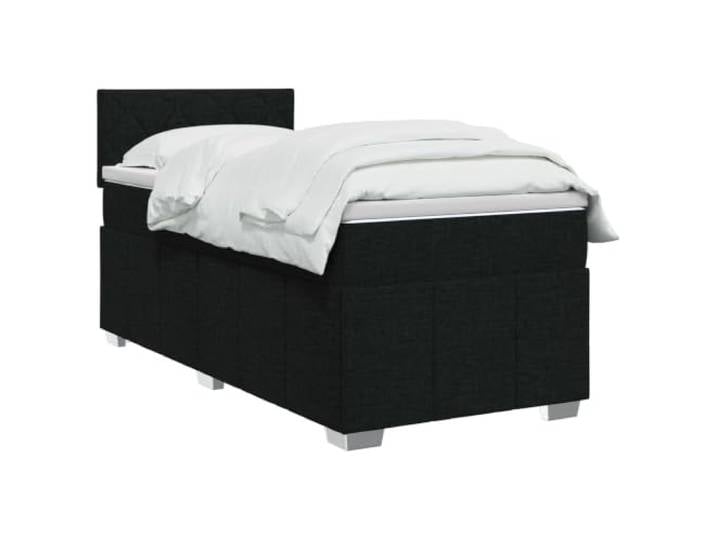 PUGYNBK Boxspringbett, 90 x 190 cm, mit Matratze, verstellbares Kopfteil, Schwarz
