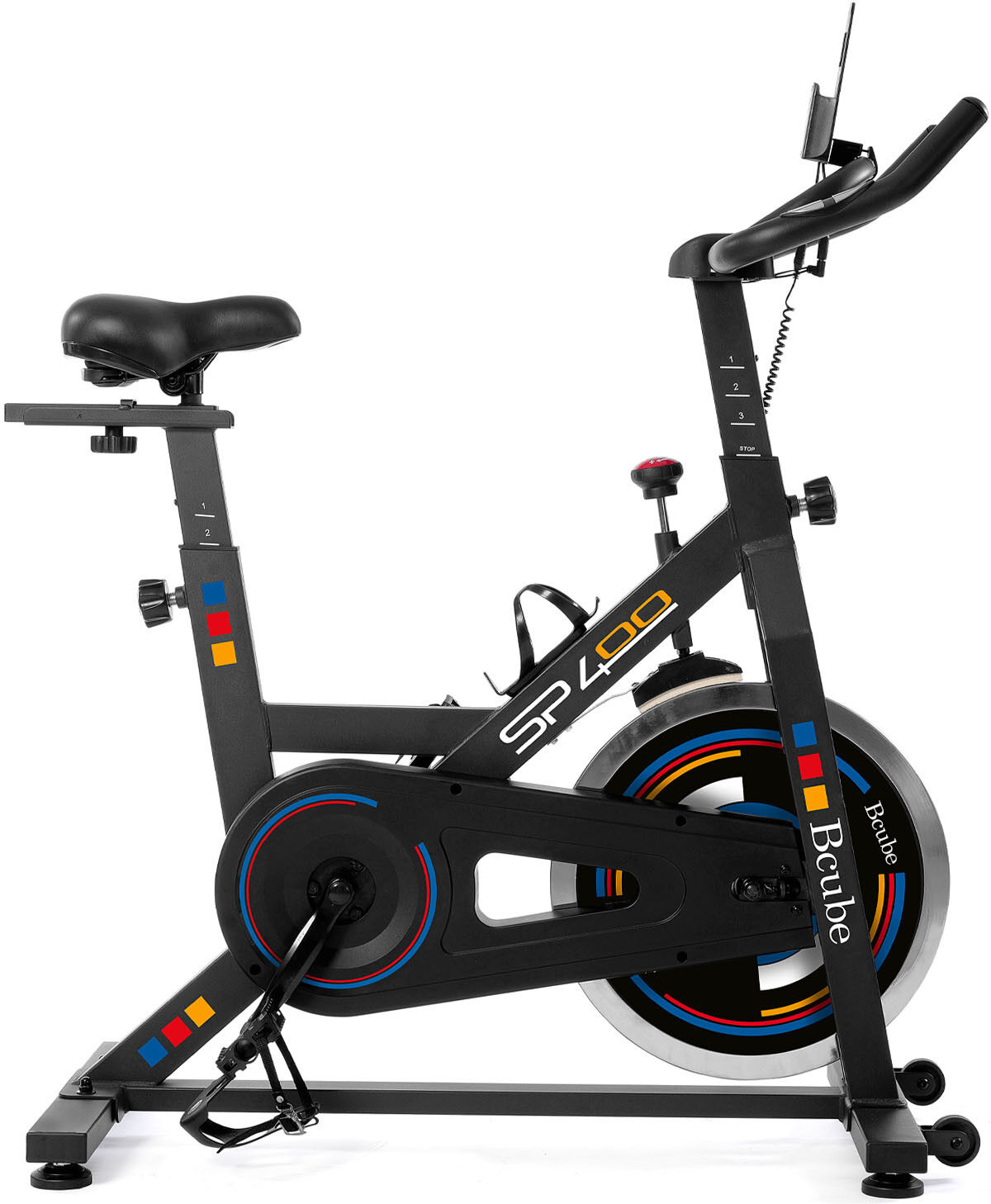 Bcube SP400 Fit Bike, gruppo volano 18kg, Fitness Training App, pedivella 3 pezzi, rilevazione cardiaca palmare