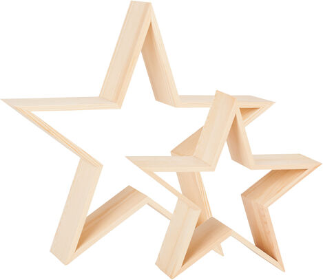 Sterne aus Holz, 24,5 cm und 35 cm, 2 Stück