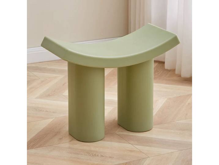 Tabouret bas confortable au design unique en FRP, style nordique moderne et simple, pour salon et changement de chaussures
