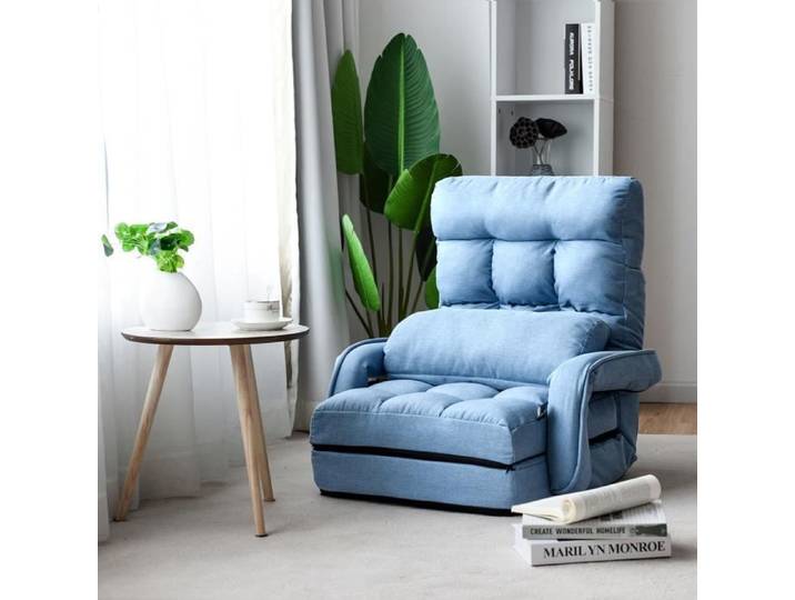 Fauteuil Convertible - Noname - 1 Place - Tissu Gris - Oreiller Inclus - 5 Positions Disponibles