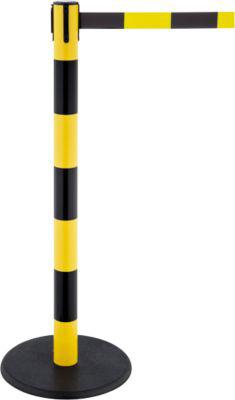 Absperrpfosten RS-Guidesystems GLAG 28, Gurtauszug 2300 mm, gelb-schwarz/ gelb-schwarz