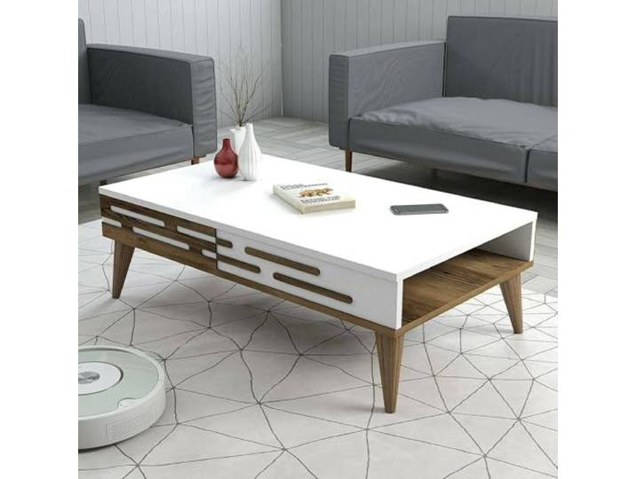 Dmora Couchtisch Saiph 105x34,6x60h cm Braun, Mit Zeitschriftenablage