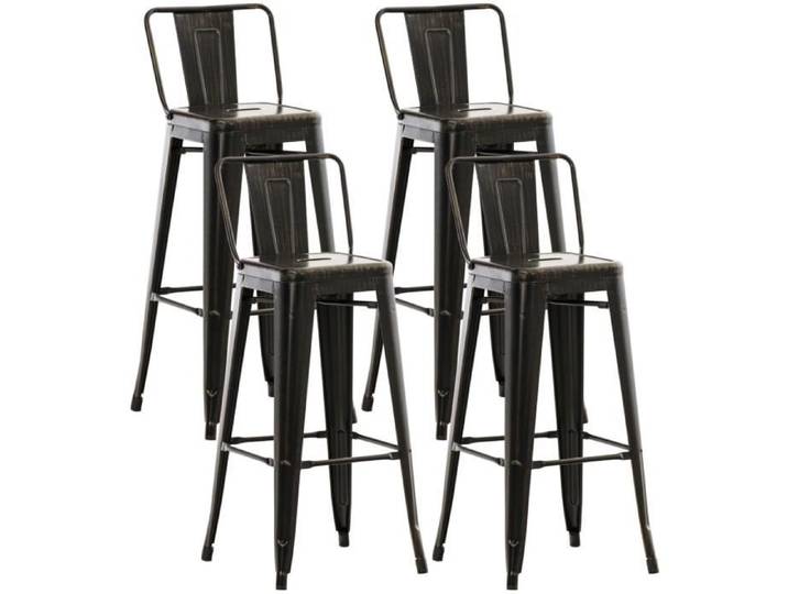Lot de 4 tabourets de bar - CLP - Mason - Style industriel - Noir - Or