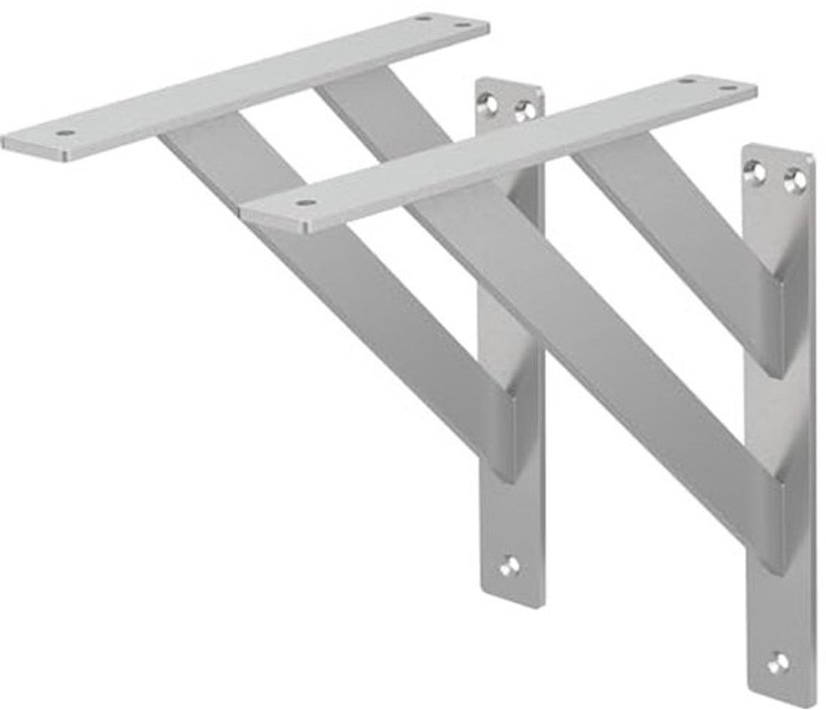 2 Stuks Aluminium Plankdragers 240x240mm - Zwevende Wandplankhouders